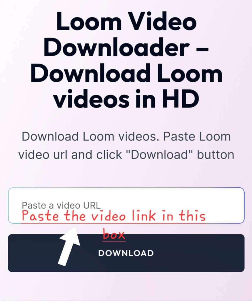 Screenshot image of Loom video downloader showing the input box