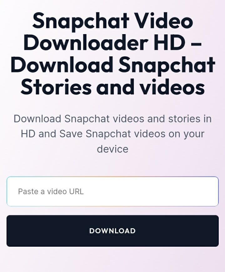Screenshot taken from Snapchat video downloader tool showing the input box where users can paste the snapchat video url and download it for offline viewing 